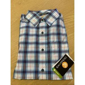 ExOfficio Men's BugsAway Covas Long Sleeve Blue Plaid, SMALL, NWT